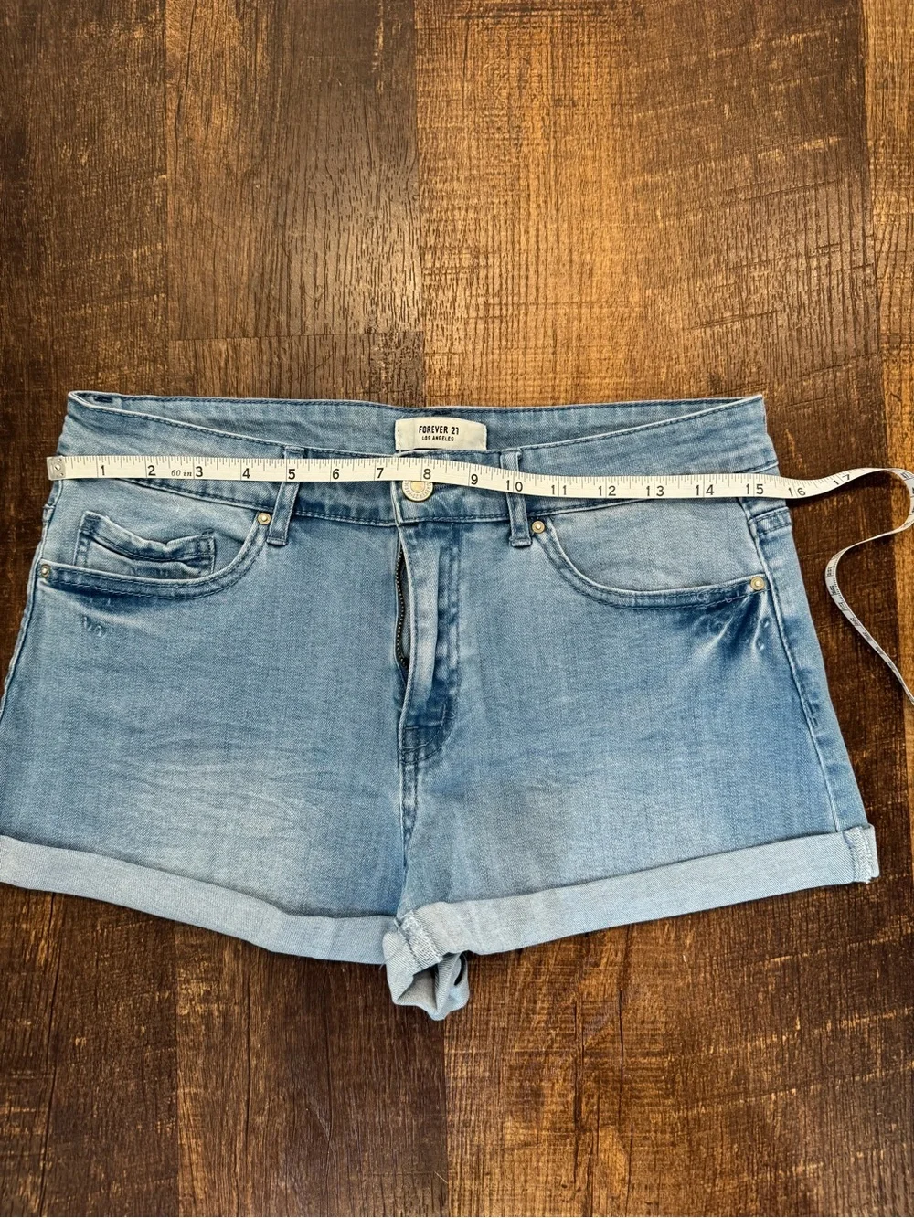 Forever21 light wash denim cuffed shorts